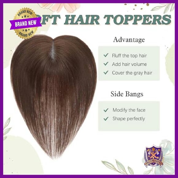 10 Inch Real Human Hair Topper with 3D Coverage for Thinning Hair main image 5